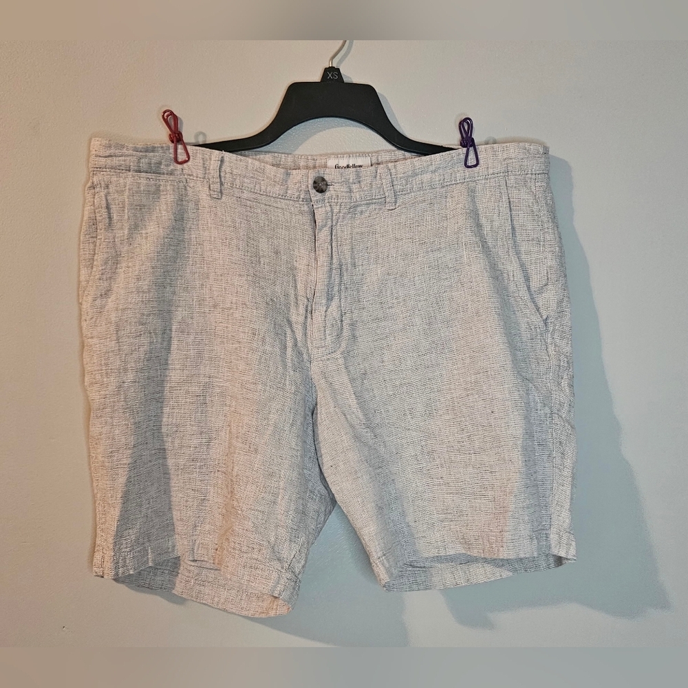 💙GOODFELLOW Gray Linen/Cotton‎ Linden Flat Front Shorts Size 40💙